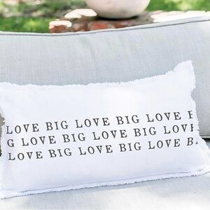 White Pillow with  'Love Big' Text valentines days